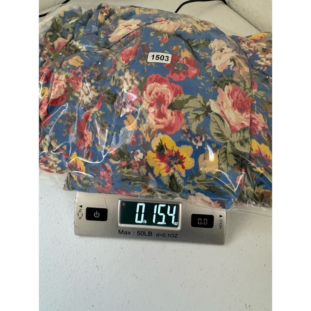 Revolve Majorelle Mistwoot Dress XS Blue Floral Midi Wrap Cottagecore Fairy - Picture 9 of 10